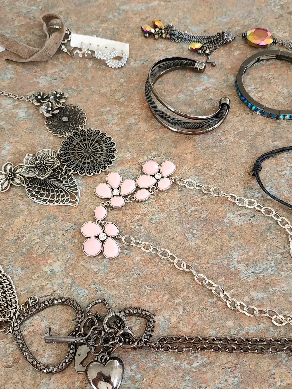Variety Of Costume Jewelry-Necklaces, Earrings, Bracelets, Matching Sets.